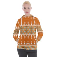 Winter Wonderland Seamless Pattern: Christmas Trees & Snowflakes On Dark Background Women s Hooded Pullover by ArtfulThreads