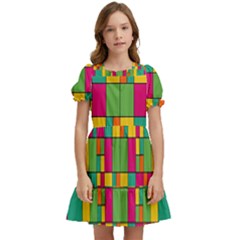 Abstract-background Kids  Puff Sleeved Dress by kyorashop23