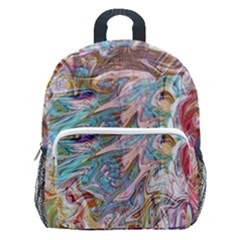 Abstract Waves Kids  Age 5-10 Lightweight School Backpack With Side Pockets by kaleidomarblingart