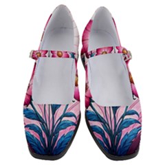 Fantasy Pink Flowers Stained Glass Women s Mary Jane Shoes by Grandong