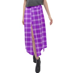 Purple Plaid Tartan 3 Velour Split Maxi Skirt by dressshop