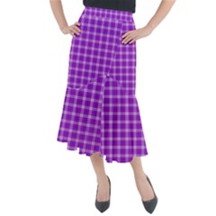 Purple Plaid Tartan 3 Midi Mermaid Skirt by dressshop