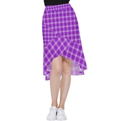 Purple Plaid Tartan 3 Frill Hi Low Chiffon Skirt by dressshop