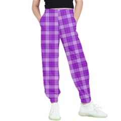 Purple Plaid Tartan 3 Kids  Joggers by dressshop