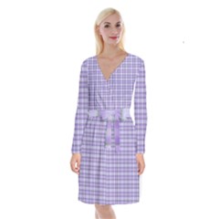 Purple Plaid Tartan 2 Long Sleeve Velvet Front Wrap Dress by dressshop