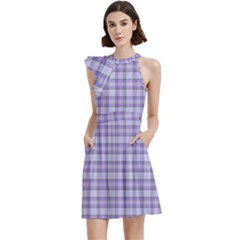 Purple Plaid Tartan 2 Cocktail Party Halter Sleeveless Dress With Pockets by dressshop