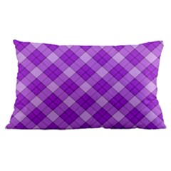 Purple Plaid Tartan 3 Diagonal (2) 16 x24  Lumbar Throw Cushion Case (two Sides) by dressshop