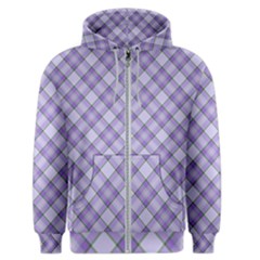 Purple Plaid Tartan 2 Diagonal Men s Zipper Hoodie by dressshop