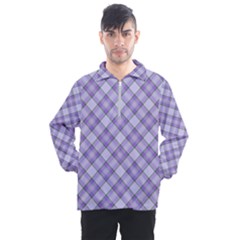 Purple Plaid Tartan 2 Diagonal Men s Half Zip Pullover by dressshop
