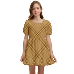 Autumn Fall Plaid Tartan 1 Diagonal Kids  Short Sleeve Dolly Dress by dressshop