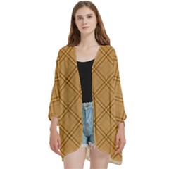 Autumn Fall Plaid Tartan 1 Diagonal Open Front 3/4 Sleeve Batwing Chiffon Cardigan Kimono by dressshop