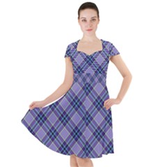 Purple Plaid Tartan 1 Diagonal Cap Sleeve Midi Dress by dressshop