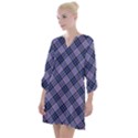 Purple Plaid Tartan 1 Diagonal Open Neck Shift Dress View1