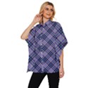 Purple Plaid Tartan 1 Diagonal Women s Batwing Button Up Shirt View2