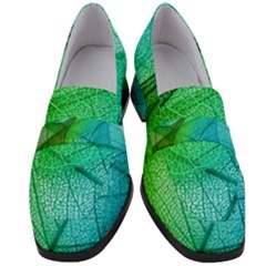 Texture Green Leaf Abstraction 3d Women s Chunky Heel Loafers by Salmanaz77