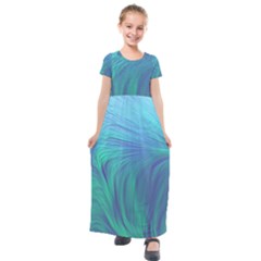 Psicodelia Zyguratti Texture Cyanturquoise Kids  Short Sleeve Maxi Dress by Salmanaz77