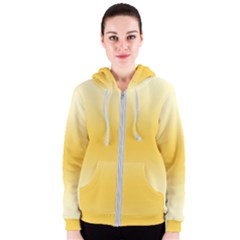 Cream Yellow To Amber Orange Bilinear Gradient Women s Zipper Hoodie by GradientsOmbre