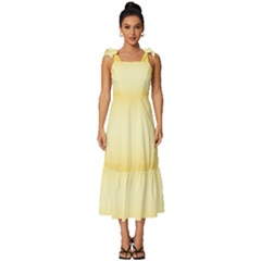 Amber Orange To Cream Yellow Bilinear Gradient Tie-strap Tiered Midi Chiffon Dress by GradientsOmbre