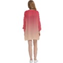 Crimson Red To Cream Yellow Linear Gradient Open Front 3/4 Sleeve Batwing Chiffon Cardigan Kimono View4