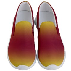 Electric Yellow To Burgundy Red Bilinear Gradient Men s Lightweight Slip Ons by GradientsOmbre