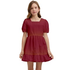 Electric Yellow To Burgundy Red Bilinear Gradient Kids  Short Sleeve Dolly Dress by GradientsOmbre