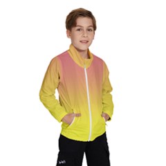 Coral Pink To Electric Yellow Linear Gradient Kids  Windbreaker by GradientsOmbre