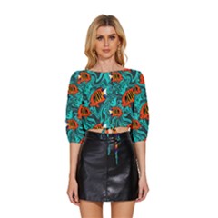 Flame Swirls Mid Sleeve Drawstring Hem Top by SeaworthyClothing