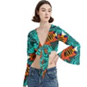 Flame Swirls Trumpet Sleeve Cropped Top View3