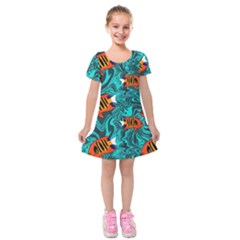 Flame Swirls Kids  Short Sleeve Velvet Dress by SeaworthyClothing