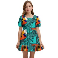 Flame Swirls Kids  Short Sleeve Dolly Dress by SeaworthyClothing