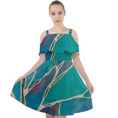 Aqua Batik, Abstract, Colorful Cut Out Shoulders Dress by kyorashop23