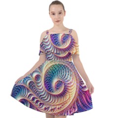 Abstract Fractal Art Swirl Pattern Cut Out Shoulders Dress by Salmanaz77