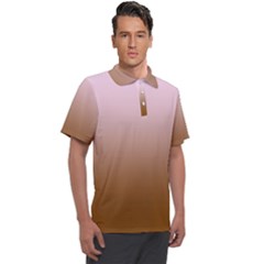 Pink Lace To Chocolate Brown Linear Gradient Men s Polo T-shirt by GradientsOmbre