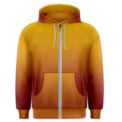 Amber Orange To Burgundy Red Linear Gradient Men s Zipper Hoodie by GradientsOmbre