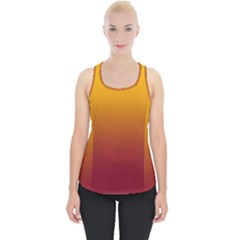 Amber Orange To Burgundy Red Linear Gradient Piece Up Tank Top by GradientsOmbre