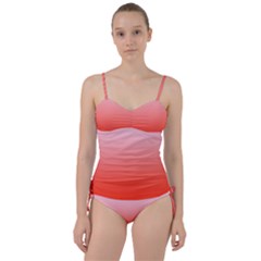 Pink Lace To Scarlet Red Linear Gradient Sweetheart Tankini Set by GradientsOmbre