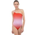 Scarlet Red To Pink Lace Bilinear Gradient Classic One Shoulder Swimsuit View1