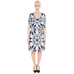 Seamless Tiling Pattern Hand Drawn Black White Wrap Up Cocktail Dress by Grandong