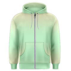 Cream Yellow To Mint Green Bilinear Gradient Men s Zipper Hoodie by GradientsOmbre