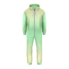 Cream Yellow To Mint Green Bilinear Gradient Hooded Jumpsuit (kids)