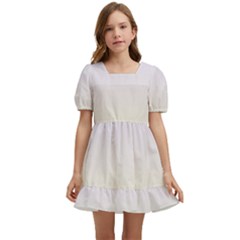 Pale Violet To Cream Yellow Linear Gradient Kids  Short Sleeve Dolly Dress by GradientsOmbre