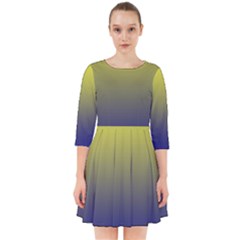 Electric Yellow To Navy Blue Linear Gradient Smock Dress by GradientsOmbre