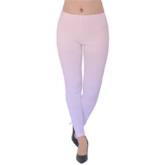 Pale Pink To Pale Violet Linear Gradient Velvet Leggings by GradientsOmbre