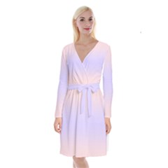 Pale Pink To Pale Violet Bilinear Gradient Long Sleeve Velvet Front Wrap Dress by GradientsOmbre