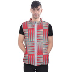 Zigzag Pattern Chevron Red Men s Puffer Vest by Bedest