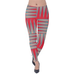 Zigzag Pattern Chevron Red Velvet Leggings by Bedest