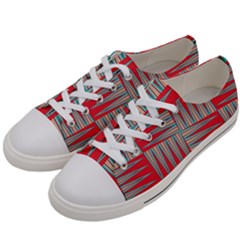 Zigzag Pattern Chevron Red Men s Low Top Canvas Sneakers by Bedest