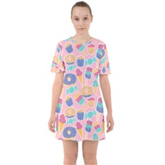 Ice Cream Donut Sweets Candie Sixties Short Sleeve Mini Dress by Apenda