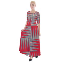 Zigzag Pattern Chevron Red Half Sleeves Maxi Dress by Bedest