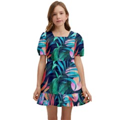 Hawaiian Flowers Hawaii Kids  Short Sleeve Dolly Dress by Cemarart